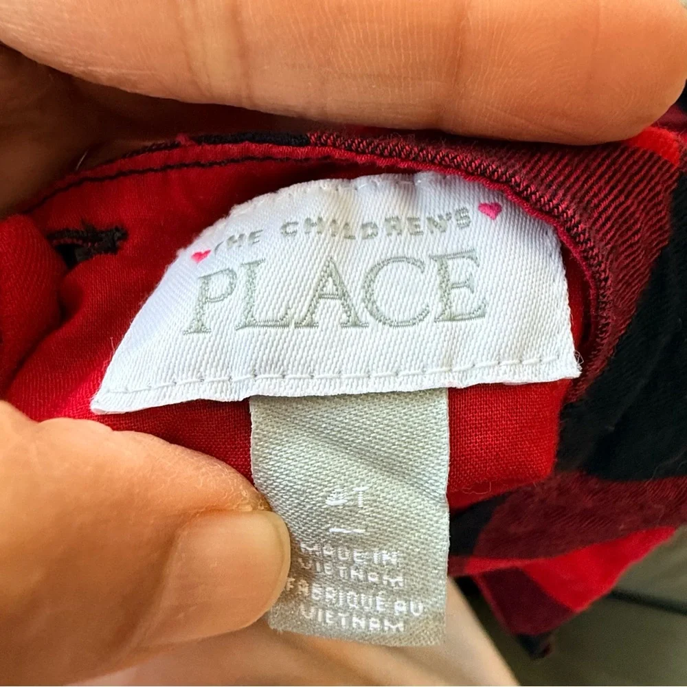 The Children’s Place Red Black Checkered Plaid Dress Size 4T Cotton Girls Dress - Picture 6 of 9